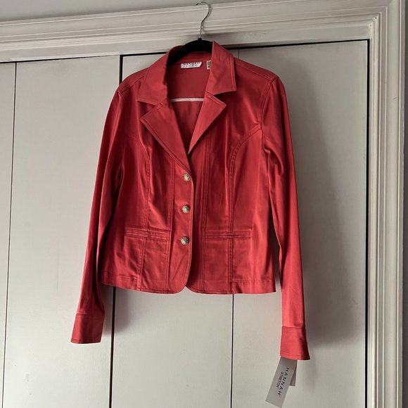 New! Hannah Structured Blazer - Salmon Color - Rhinestone Buttons - Medium - Picture 1 of 5